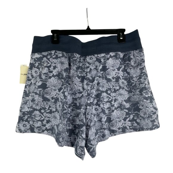 The Sweatshirt Project Floral Print Womens Shorts Plus Size 1X Blue Cotton Blend - Picture 3 of 8